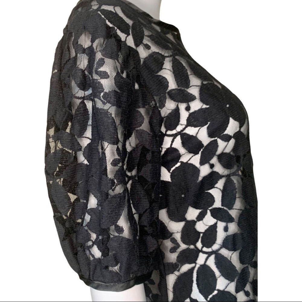 KATHRYN CONOVER Vintage Black Lace Embroidered Shift Dress Size 8 - Picture 7 of 14